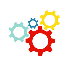 Color gears. Cogwheel icon flat picture vector eps10 graphic. Flat vector illustration.