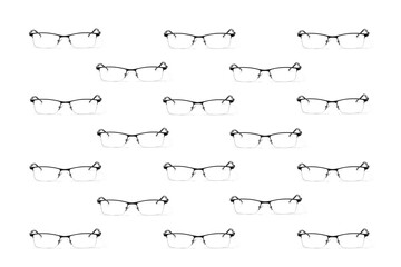 colorful pattern of glasses on a white background top view