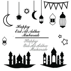 Happy Eid Al Adha Mubarak Vector silhouette