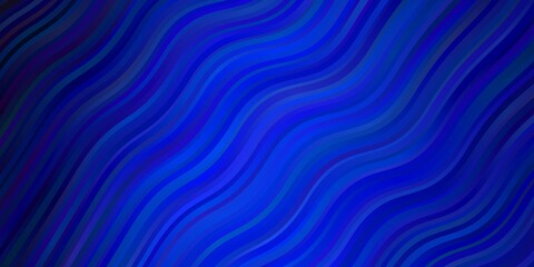 Dark BLUE vector background with lines. Colorful illustration in circular style with lines. Template for cellphones.