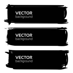 Long banners made of thick black smears isolated on white background