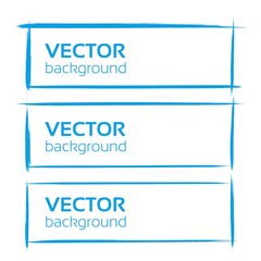 Long horizontal banners from blue textured strokes on white background