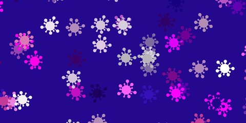 Fototapeta na wymiar Light purple, pink vector texture with disease symbols.