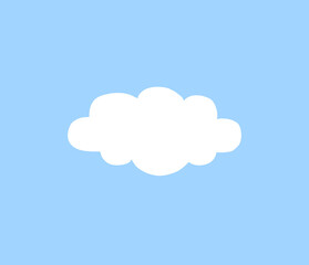 Vector hand drawn doodle sketch white cloud isolated on blue background