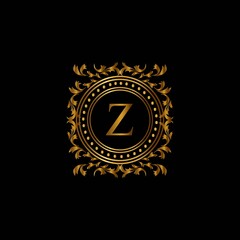 Vintage monograms Z letter. Golden heraldic letter logos