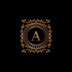 Vintage monograms A letter. Golden heraldic letter logos