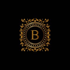 Vintage monograms B letter. Golden heraldic letter logos