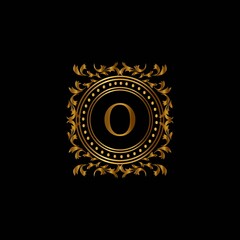 Vintage monograms O letter. Golden heraldic letter logos