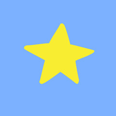 Obraz premium Vector hand drawn doodle sketch yellow star silhouette isolated on blue background