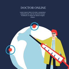 Medical illustration. Online medical assistance service. Banner or website template