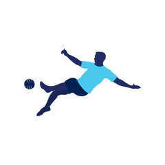 Fototapeta na wymiar Soccer and Football Player Man Logo Vector Design.