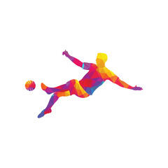 Fototapeta na wymiar Soccer and Football Player Man Logo Vector Design.