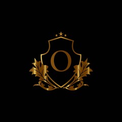 Vintage monograms O letter. Golden heraldic letter logos