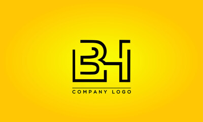Unique, Modern, Elegant and Geometric Style Typography Alphabet BH letters logo Icon