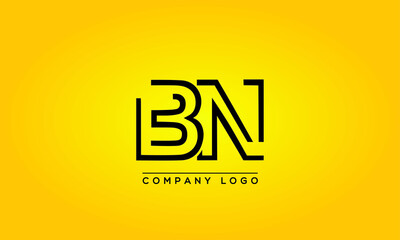 Unique, Modern, Elegant and Geometric Style Typography Alphabet BN letters logo Icon