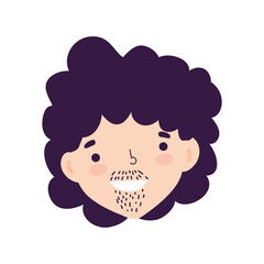 young man face character cartoon isolated design icon white background
