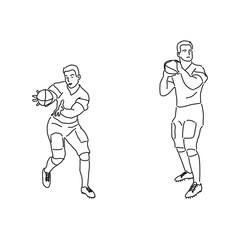 American Football Player Character Line Art