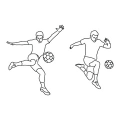Footballer Monoline Style Illustration