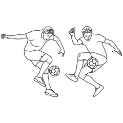 Footballer Monoline Style Illustration
