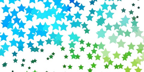 Fototapeta na wymiar Light Blue, Green vector template with neon stars. Decorative illustration with stars on abstract template. Theme for cell phones.