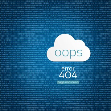 Page not found Error 404, text on background, binary code screen listing table cypher, blue, vector