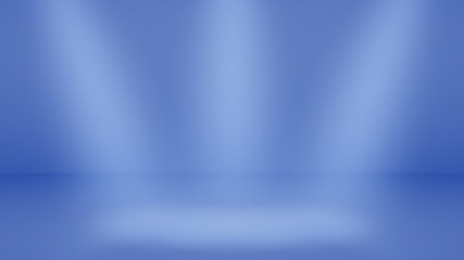 Empty studio background with soft lighting in blue colors