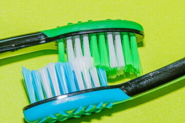 Bristles of toothbrushes interlocked