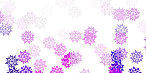 Light purple, pink vector background with christmas snowflakes.