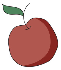 Doodle cartoon hipster style vector illustration. Fresh red, orange apple. Bar restaurant menu ads, card, farmers market food decor, website or blog design