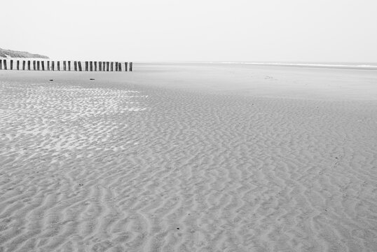 Beach with sand and wood