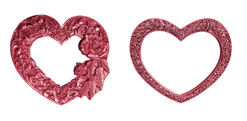 isolated heart picture frame set