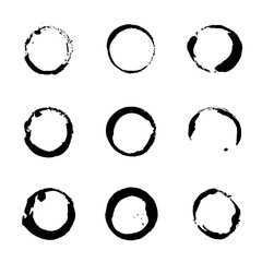 Set of black circular strokes smears, part two