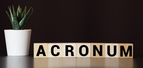 Wooden blocks with the word Acronym. Concept