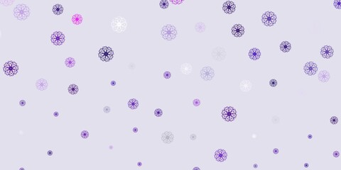 Light purple, pink vector doodle background with flowers.