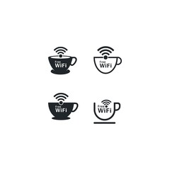 free wifi with coffee cup logo icon vector