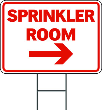 Sprinkler Room Yard Sign Design Template. Vector Format White Background.