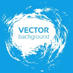 Textured abstract white round stroke on blue background