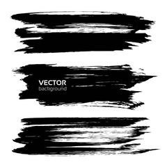 Thick long black smears textured isolated on a white background