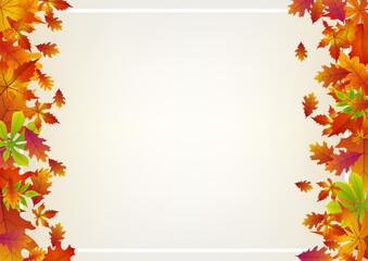 Background with falling autumn leaves on side.
