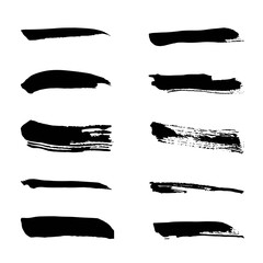 Vector Different strokes made with a brush, isolated on white