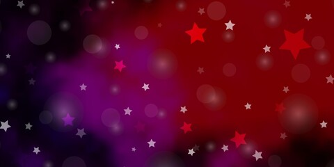 Dark Pink, Red vector layout with circles, stars. Abstract illustration with colorful shapes of circles, stars. Design for wallpaper, fabric makers.