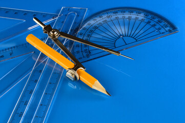 compass on blue background