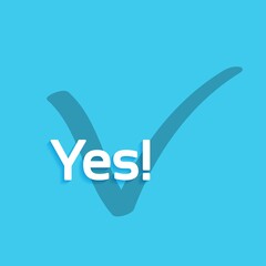 Yes, Vector sign on Blue Background