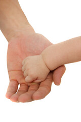 Father's holding  baby's hand