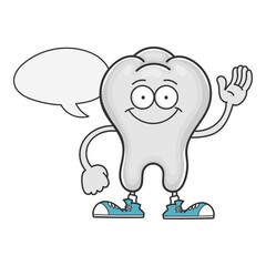 Happy smiling tooth cartoon character