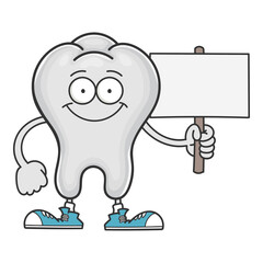 Happy smiling tooth cartoon character