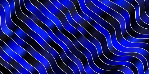 Dark BLUE vector layout with circular arc. Bright sample with colorful bent lines, shapes. Design for your business promotion.