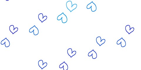 Light BLUE vector template with doodle hearts.