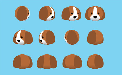 Animal Head Dog Beagle Animate Spinning Vector Illustration