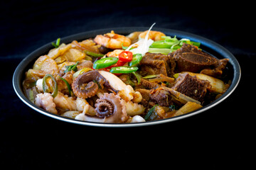 Braised Short Ribs and Seafood - Korean Food Hamul Galbi jjim